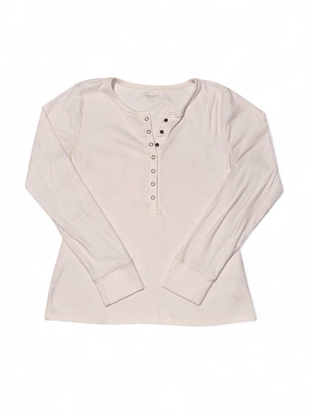 Old Navy Cream Ribbed Henley Snap Bodysuit